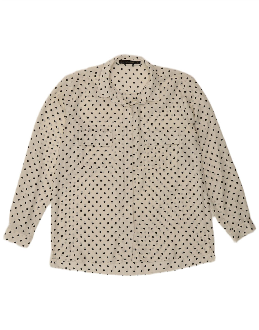 Zara Dame Se Through Shirt UK 14 Medium White Polka Dot