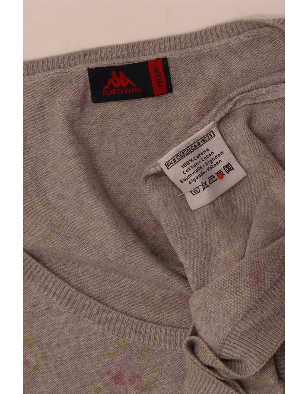 Kappa kvinders abstrakt mønster cardigan sweater UK 14 medium grå bomuld