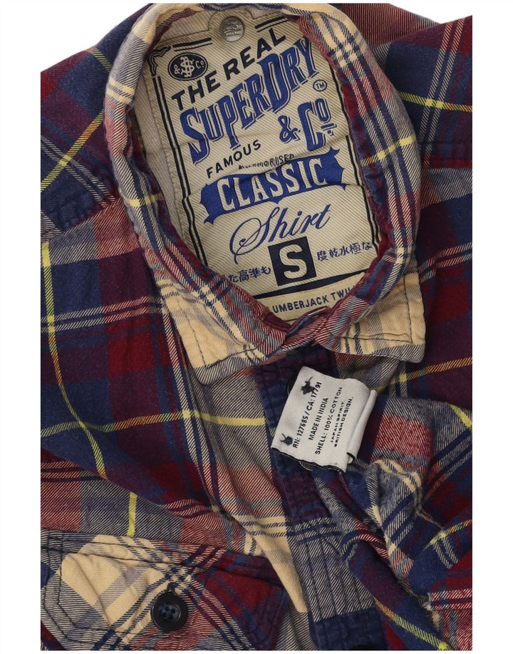 Superdry Flanelskjorte til mænd Lille flerfarvet ternet bomuld