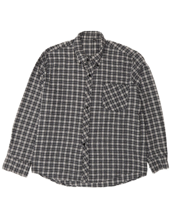 Vintage herre flannel skjorte str. 42 Large marineblå ternet bomuld