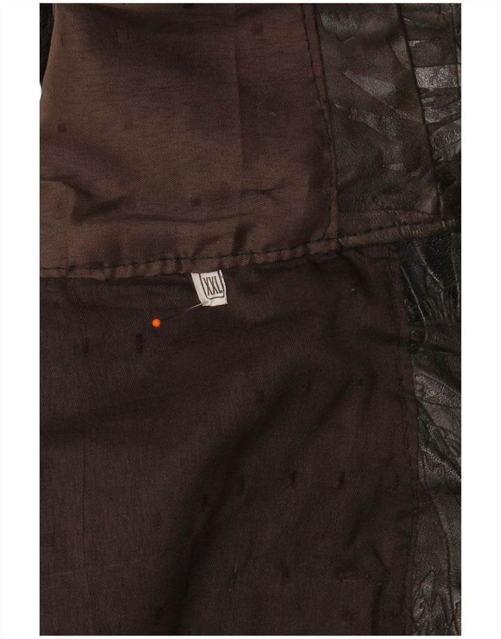 VINTAGE Herre lædervest 2XL brun patchwork