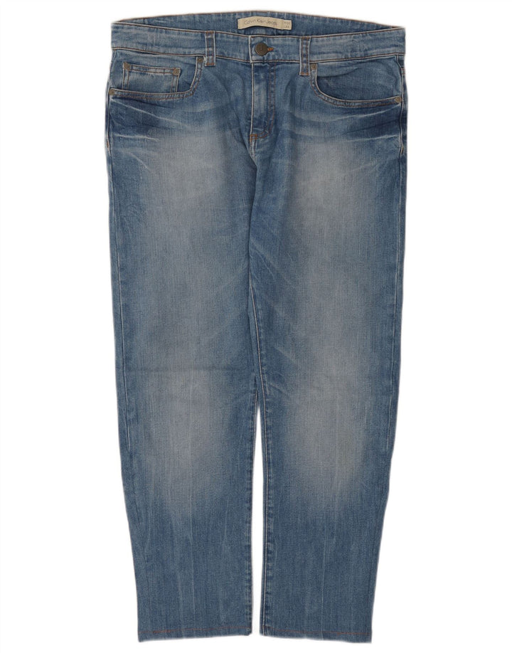 CALVIN KLEIN Herre Slim Jeans W32 L26 Blå Bomuld