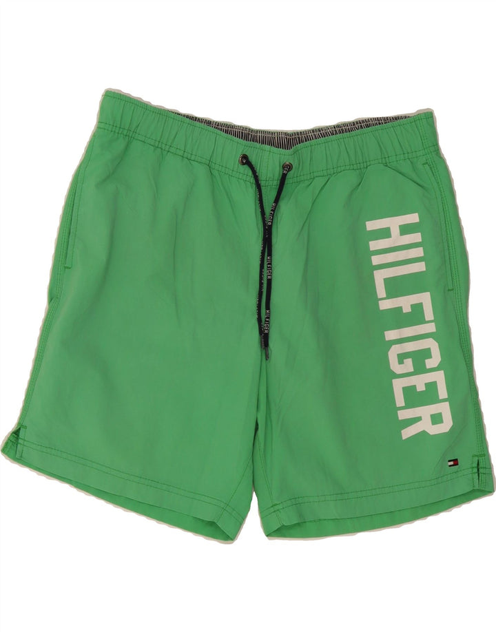TOMMY HILFIGER Mens Graphic Swimming Shorts Small  Green Polyester Vintage Tommy Hilfiger and Second-Hand Tommy Hilfiger from Messina Hembry 