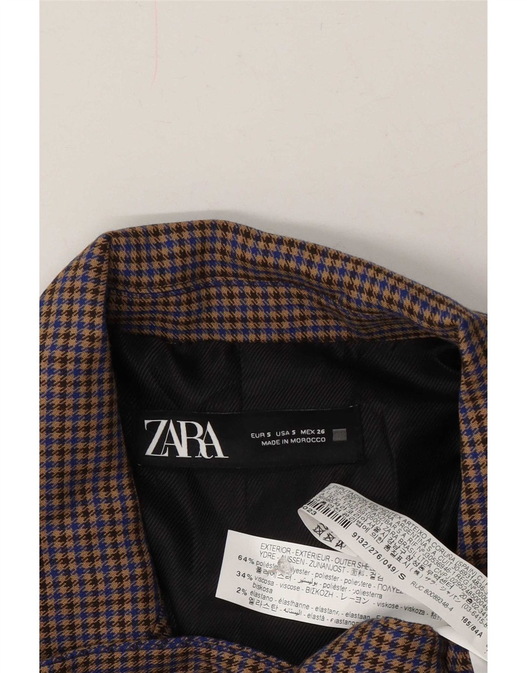 Zara Dame Oversized Blazer Jacket UK 10 Small Multicolor Houndstooth