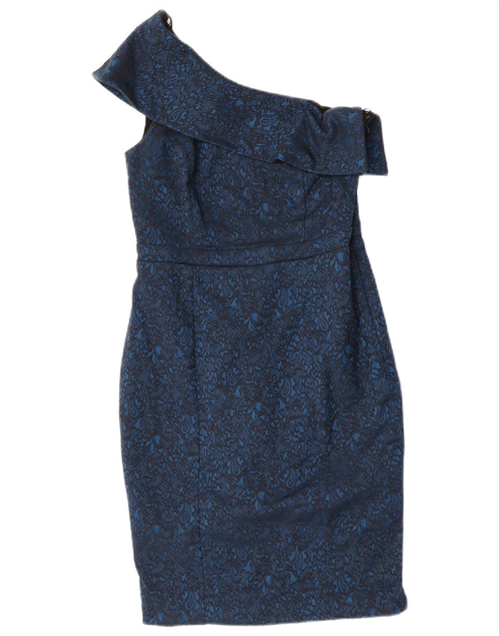 Næste Dame One Shoulder Dress UK 10 Small Blue Paisley