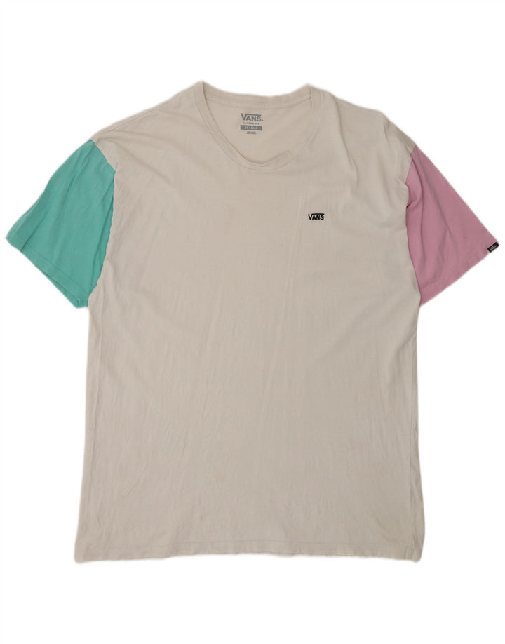 Vans Herre Classic Fit T-Shirt Top 2XL Hvid Colourblock
