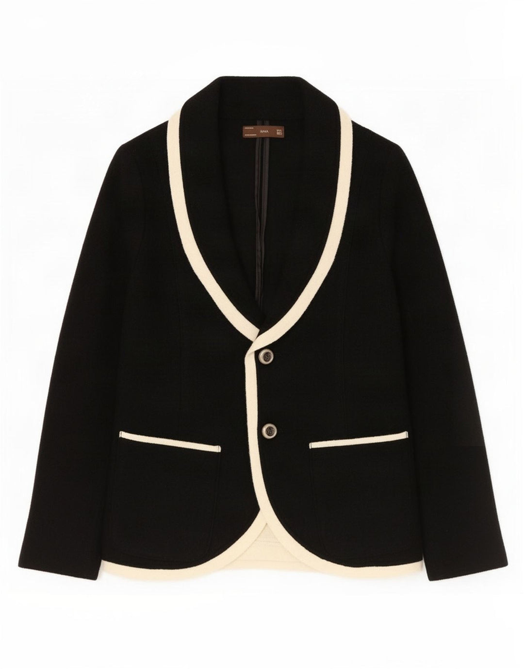 Zara Dame 2 Button Knit Blazer Jacket UK 14 Large Black Wool