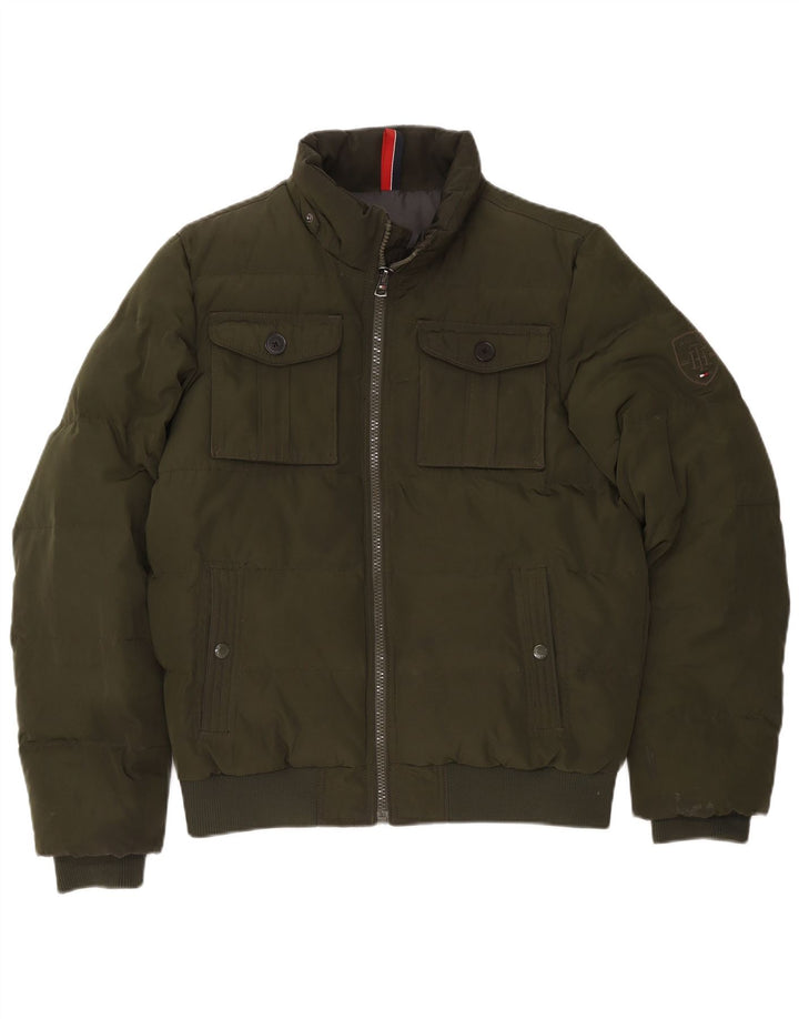 Tommy Hilfiger Herre polstret jakke UK 38 Medium Green Polyester