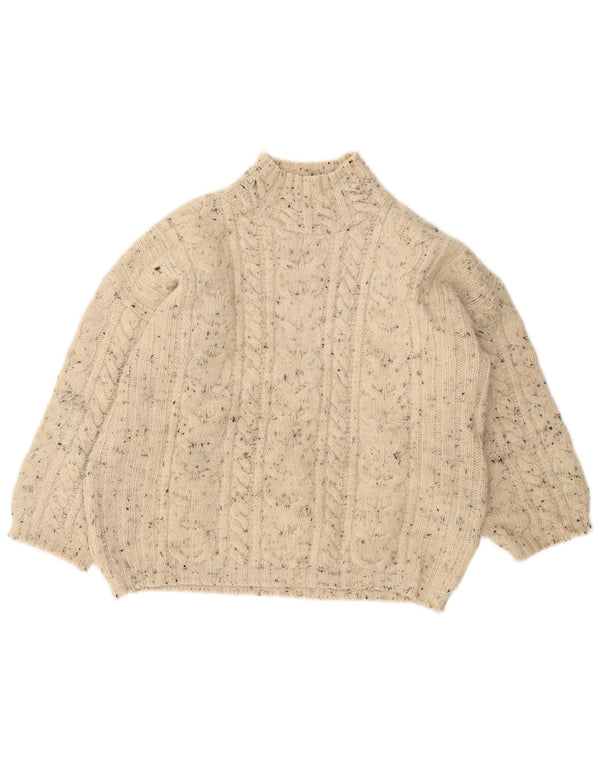 VINTAGE Dame Turtle Neck Sweater UK 18 XL Off White Flecked
