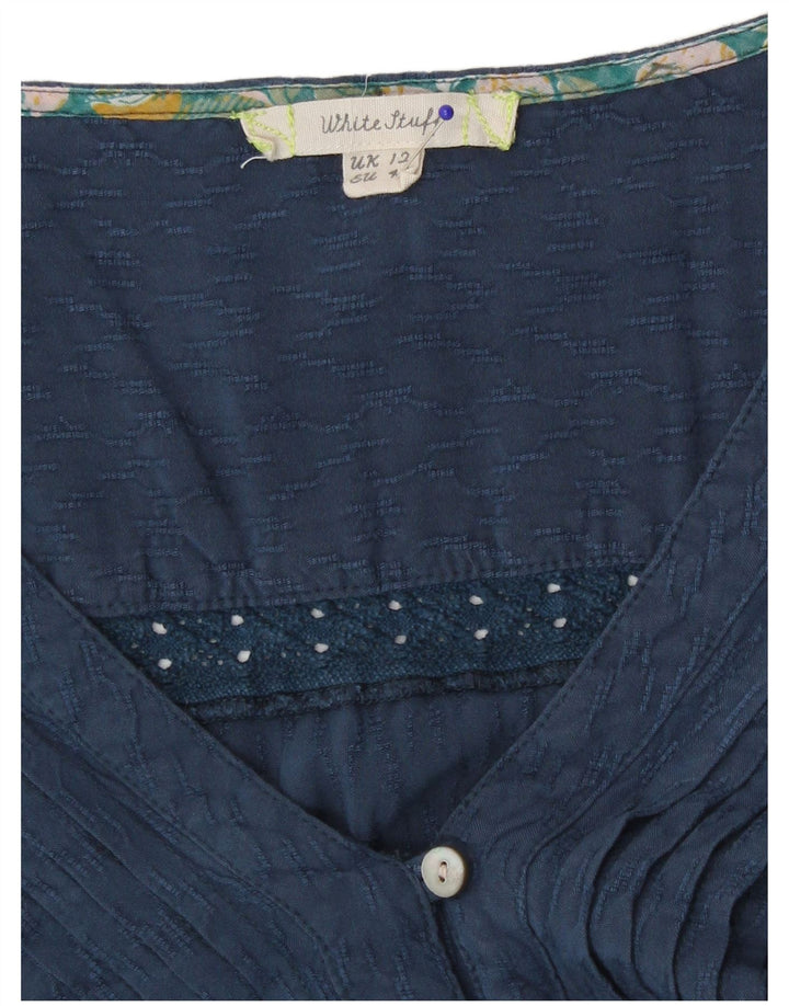 White Stuff Dame Langærmet Tiered Kjole UK 12 Medium Blue Viscose