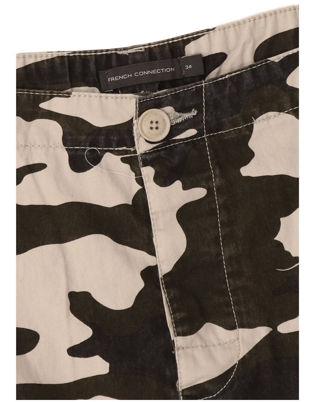 French Connection Herre Cargo Shorts W34 Large Khaki Camouflage