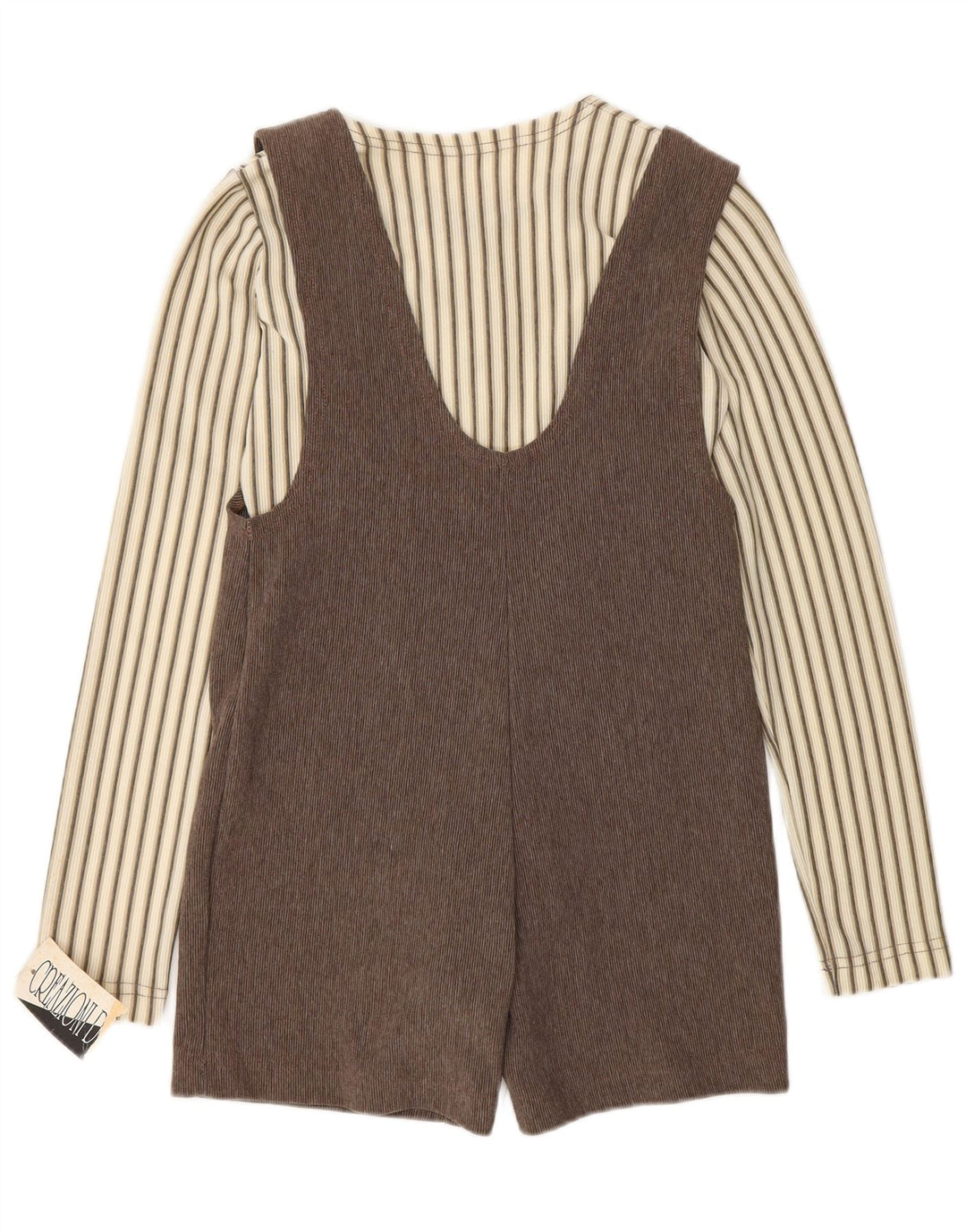Vintage kvinders 2-delt sæt UK 12 medium brun stribet