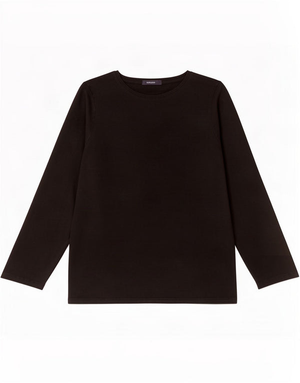 Marks & Spencer Womens Top Long Sleeve UK 16 Large Black Cotton