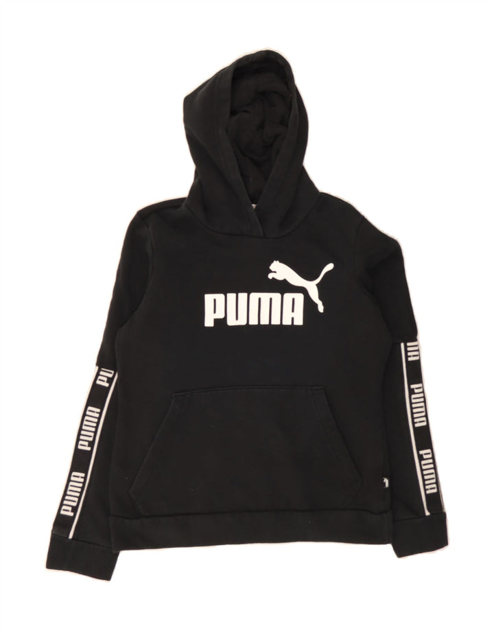 PUMA Womens Graphic Hoodie Jumper UK 10 Small Black Vintage Puma and Second-Hand Puma from Messina Hembry 