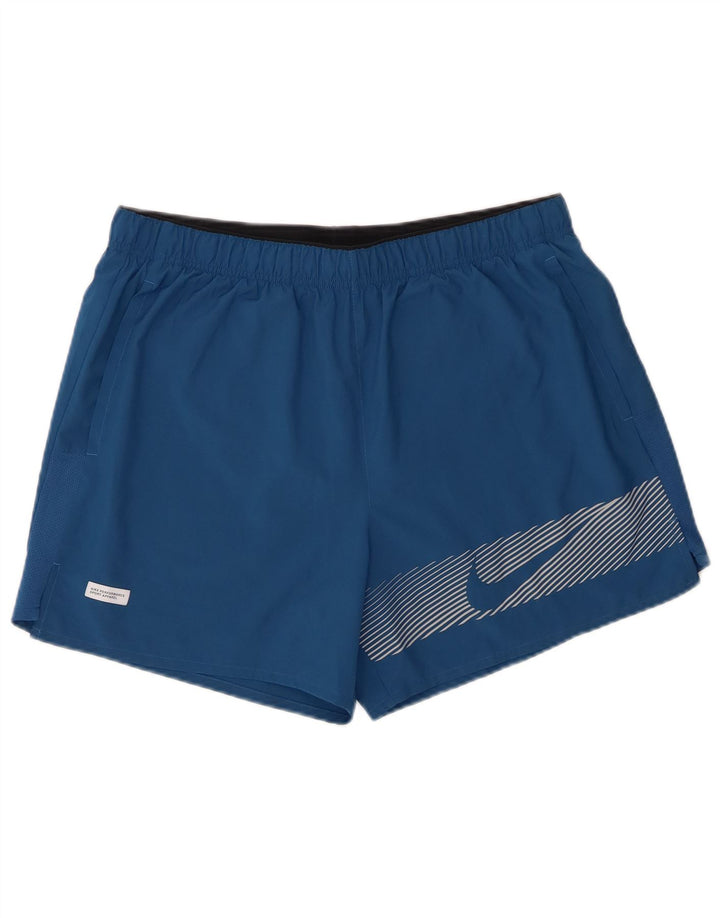 Nike Herre Dri Fit grafiske sportsshorts store blå polyester