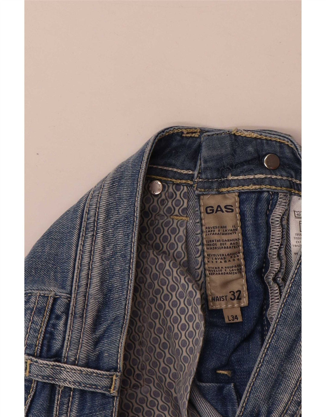 Gas Herre Slim Jeans W32 L32 Blå Bomuld
