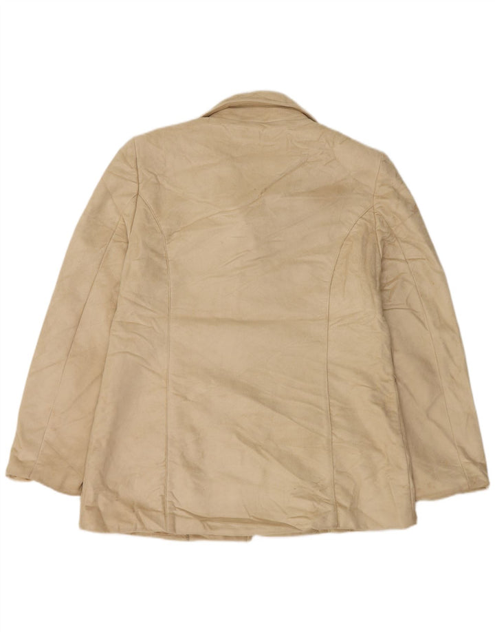 CALVIN KLEIN Dame 3-knaps blazerjakke UK 16 Stor Beige Polyester
