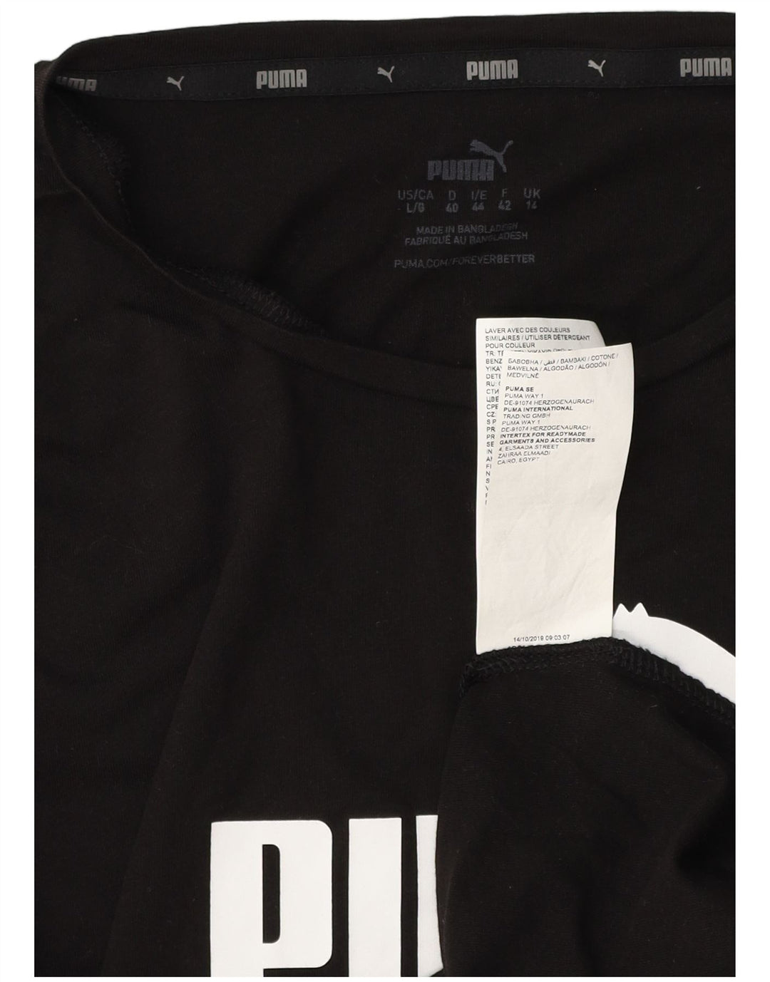 PUMA Grafisk T-shirt top til kvinder DK 14 Stor sort bomuld