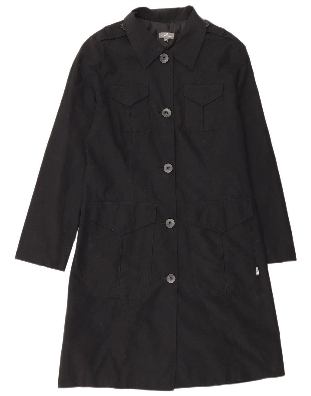 Naf Naf Militær Overfrakke til kvinder UK 12 Medium Sort Polyester