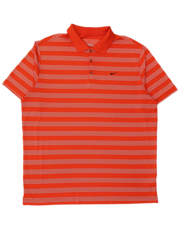 Nike Dri Fit poloshirt til mænd 2XL orange stribet polyester