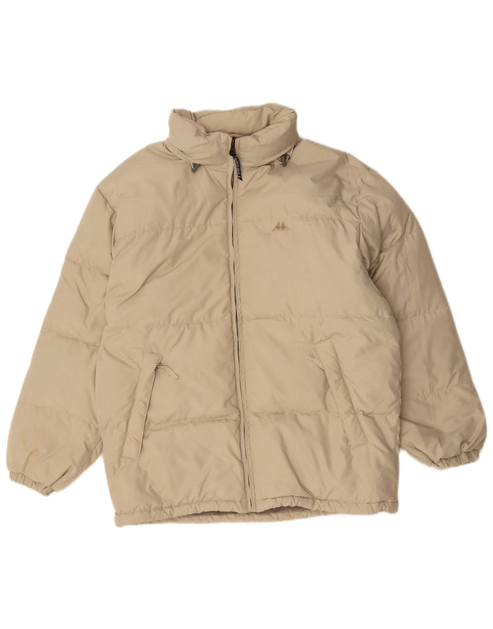 Kappa Herre Hætte Loose Fit Polstret Jakke UK 36 Lille Beige Polyester