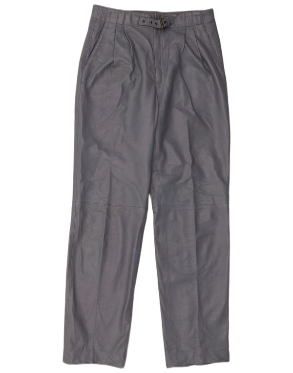 Vintage lige læderbukser til kvinder IT 46 Large W28 L32 Grå