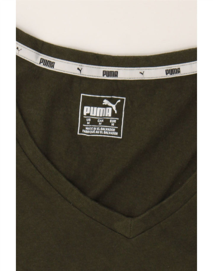 PUMA Womens Graphic T-Shirt Top UK 12 Medium Khaki Vintage Puma and Second-Hand Puma from Messina Hembry 
