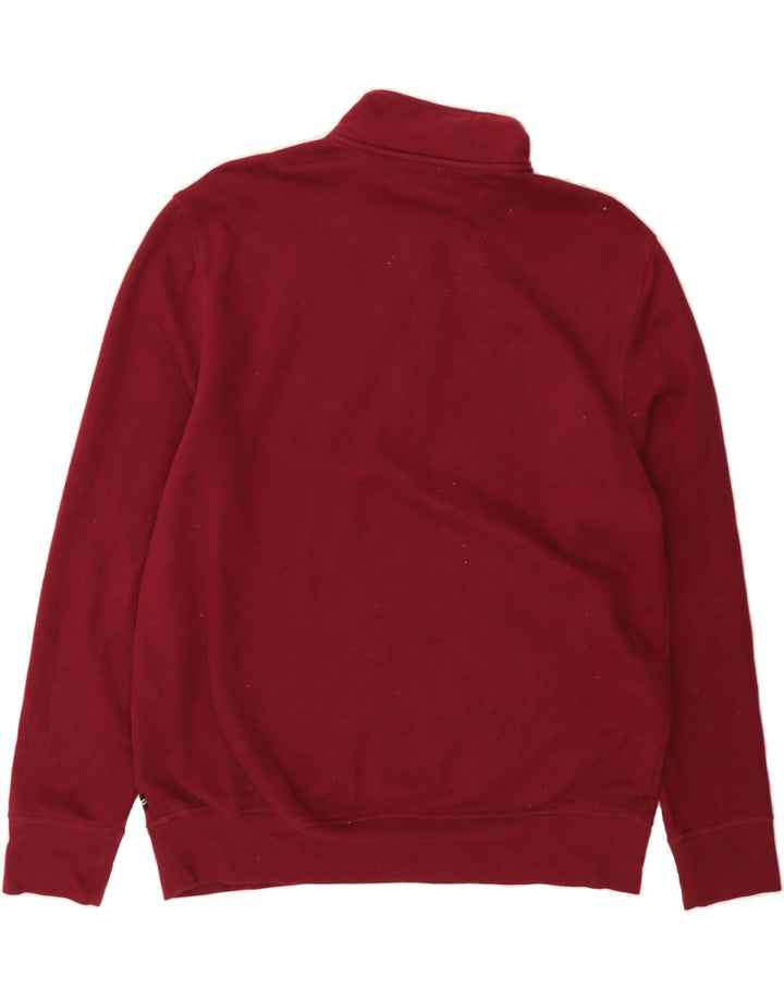 NAUTICA Mens Zip Neck Sweatshirt Jumper XL Maroon Cotton Vintage Nautica and Second-Hand Nautica from Messina Hembry 
