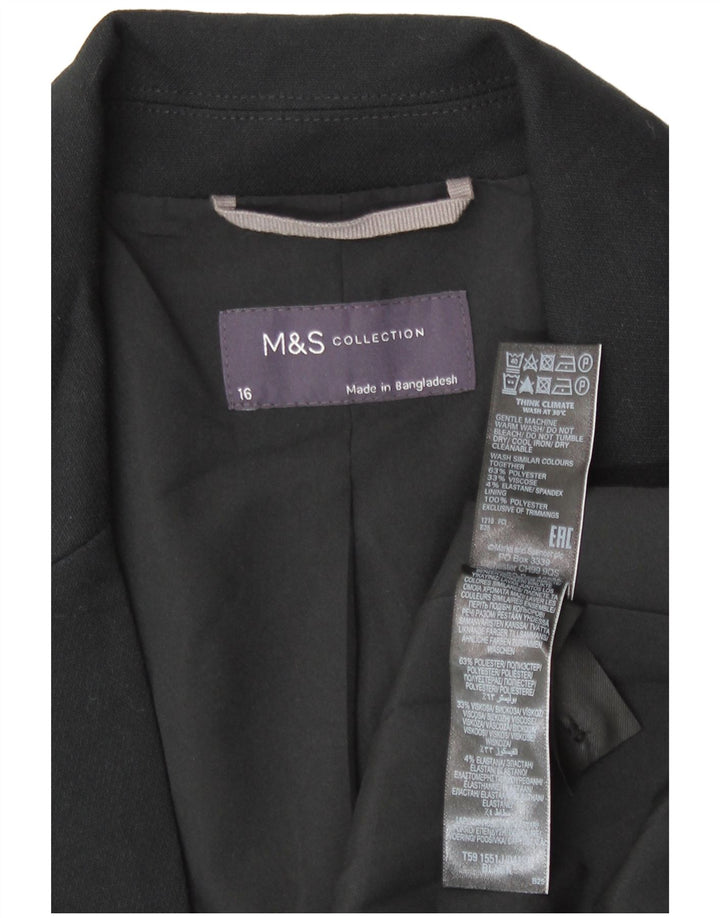Marks & Spencer Dame 1-knaps blazerjakke UK 16 Stor sort polyester