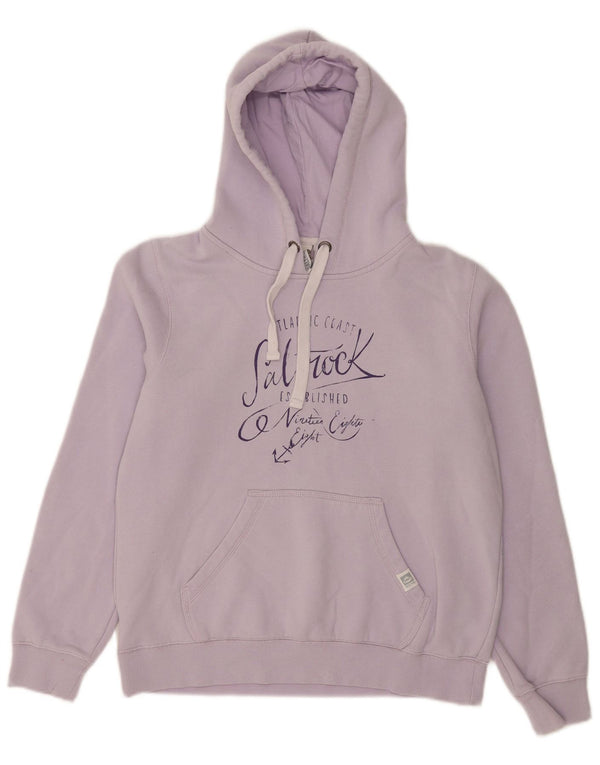 Saltrock Dame Grafisk Relaxed Fit Hoodie Jumper UK 12 Medium Purple