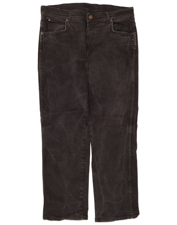 Wrangler Herre Texas Stretch Straight Jeans W36 L30 Sort Bomuld