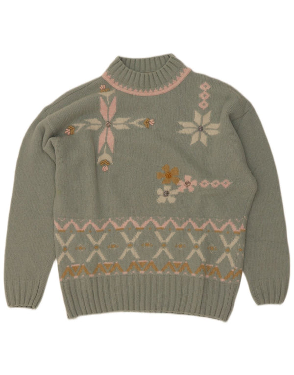 Maximilian Dame Turtle Neck Jumper Sweater UK 14 Medium Green Fair Isle