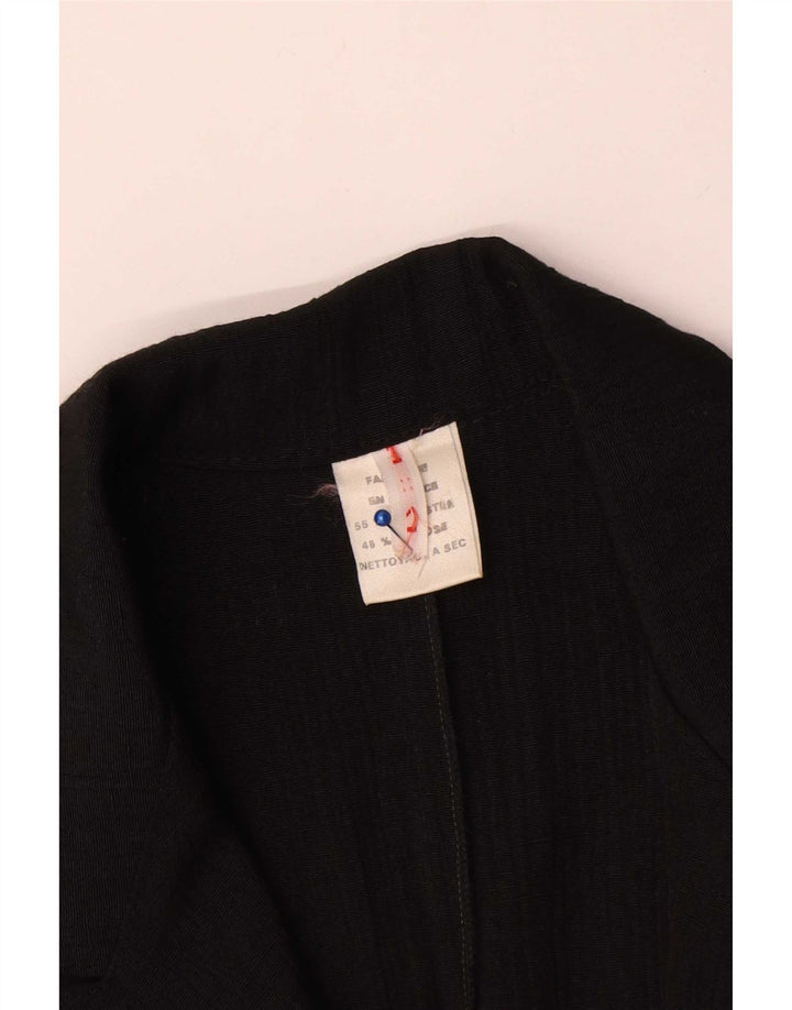 Vintage Dame Crop Double Breasted Blazer Jacket UK 16 Large Black