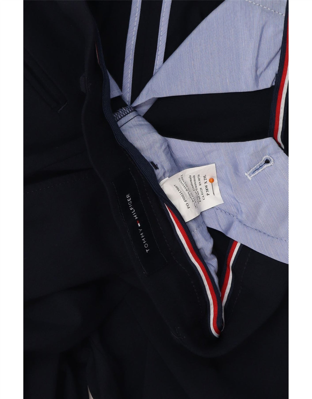 TOMMY HILFIGER Straight Chino-bukser til mænd W38 L29 Navy Blue Rayon