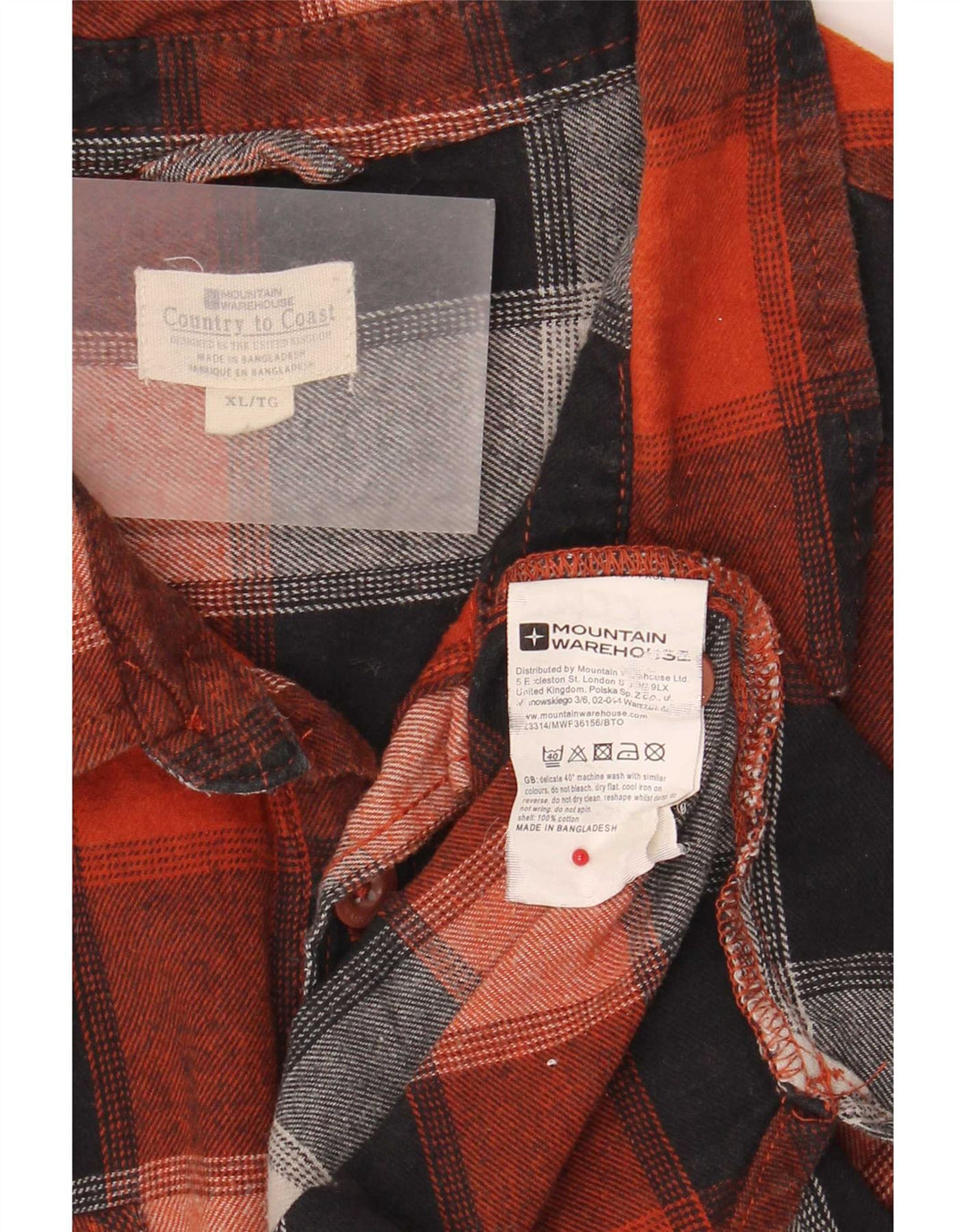 Mountain Warehouse Herre Flanelskjorte XL Rød Plaid Bomuld