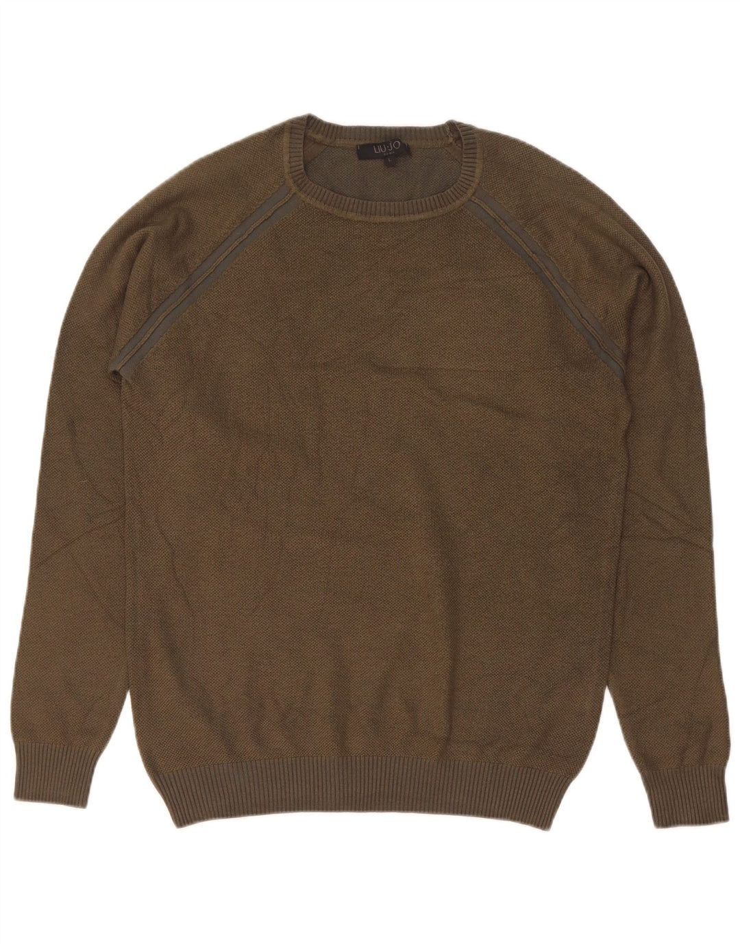 Liu Jo Herre Crew Neck Jumper Sweater Stor Khaki Viscose