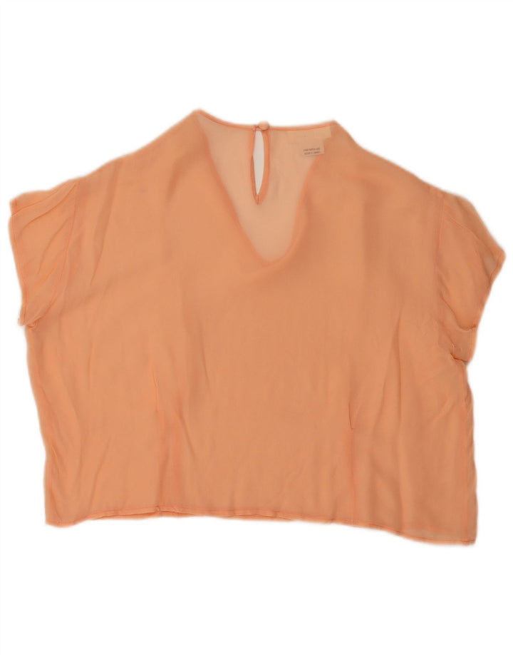 Vintage Dame Crop Bluse Top IT 44 Medium Orange Silke