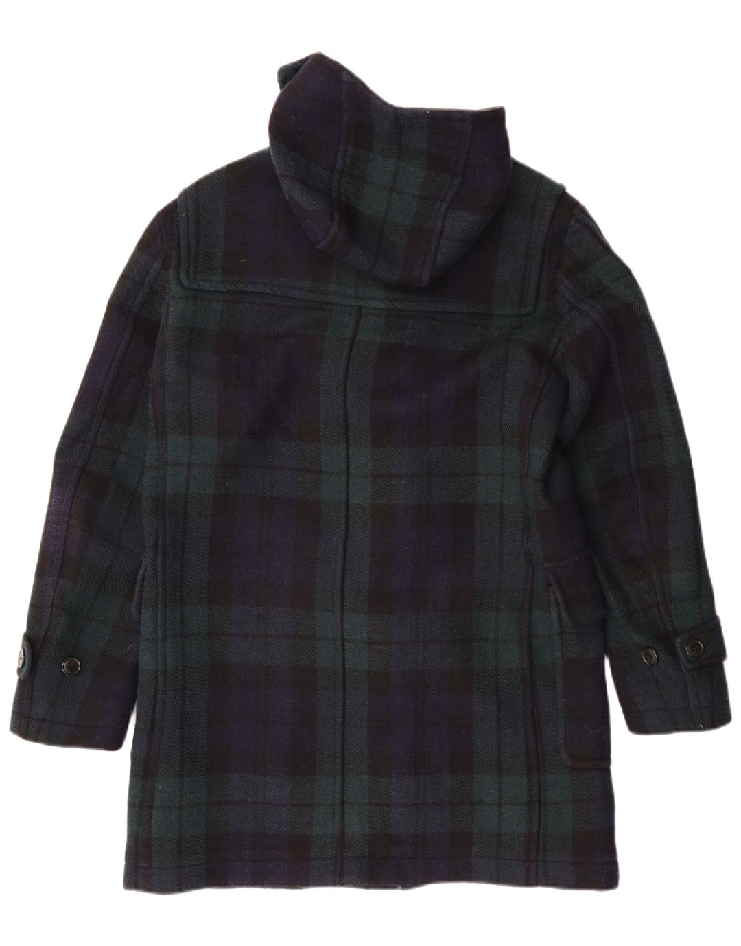 Uniqlo Herre Hooded Duffle Coat UK 36 Small Navy Blue Check