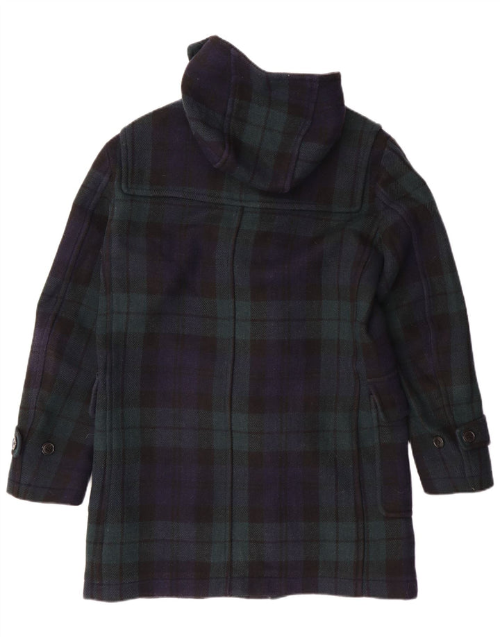 Uniqlo Herre Hooded Duffle Coat UK 36 Small Navy Blue Check