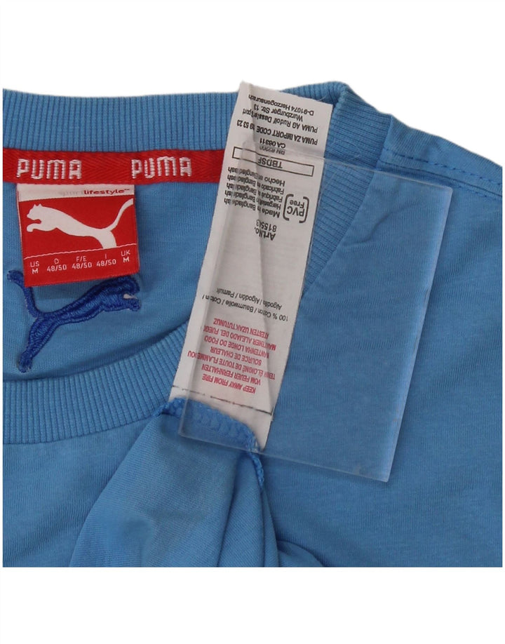 PUMA Mens Graphic T-Shirt Top Medium Blue Cotton