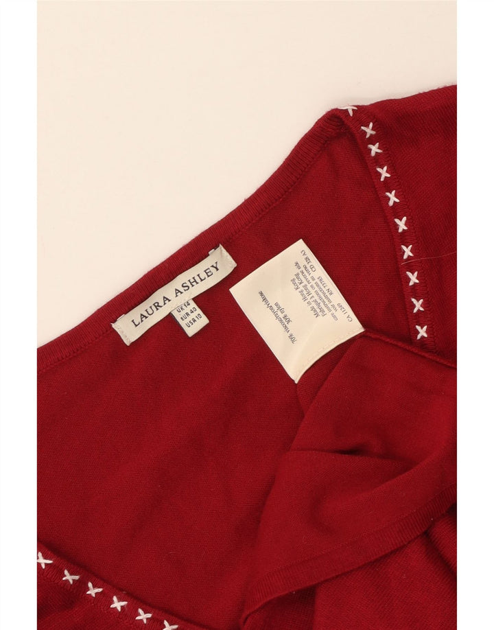 LAURA ASHLEY Dame Cardigan Sweater UK 14 Medium Rød Viscose
