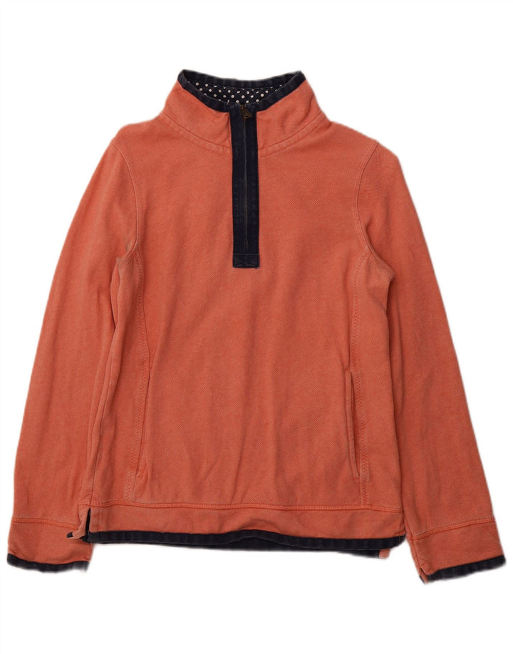 FAT FACE Womens Zip Neck Sweatshirt Jumper UK 8 Small  Orange Cotton