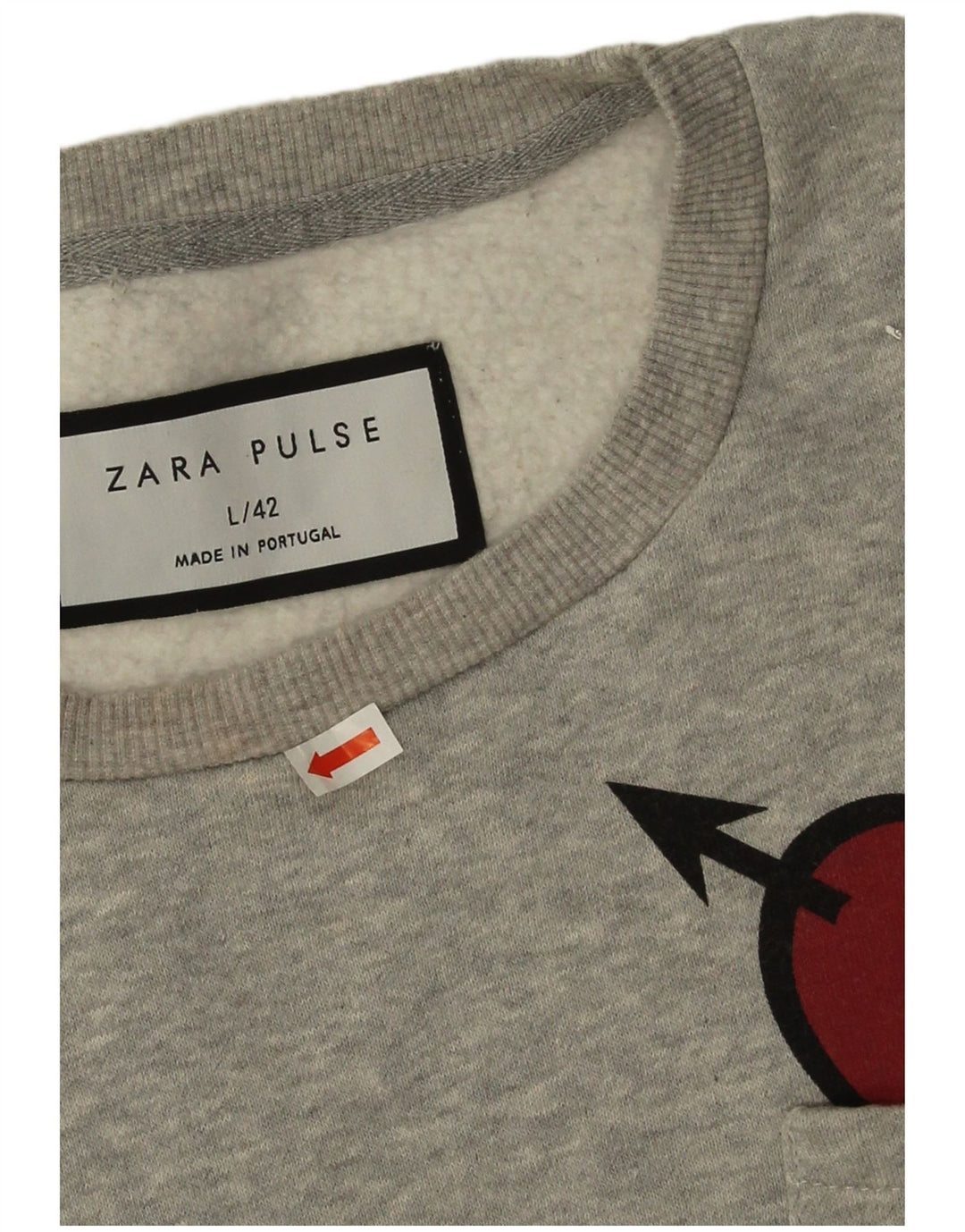 Zara Sweatshirt-trøje til mænd, stort gråt flækket hjerte