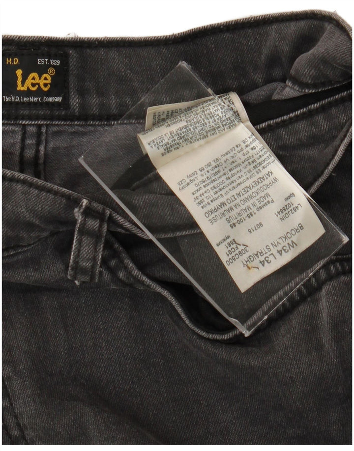 Lee Mens Brooklyn Straight Jeans W34 L30 Grå Bomuld