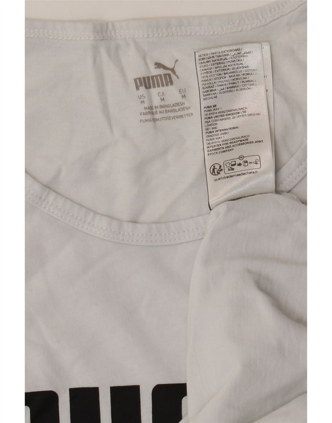 Puma Kvinders Grafisk Vest Top UK 14 Medium Hvid Bomuld