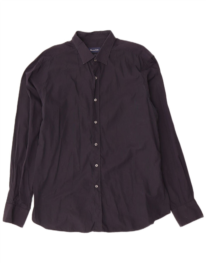 MASSIMO DUTTI Herre Slim Fit skjorte XL marineblå bomuld