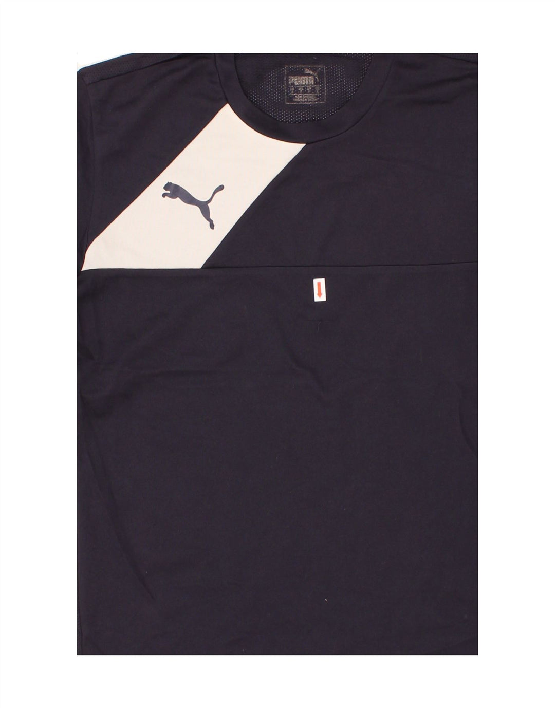 PUMA Mens T-Shirt Top Small Navy Blue Colourblock Vintage Puma and Second-Hand Puma from Messina Hembry 