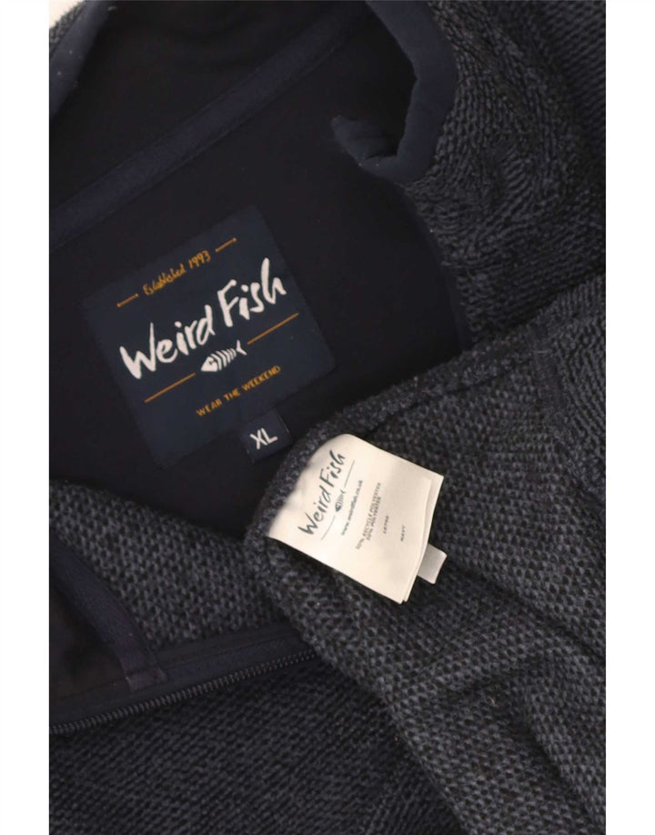 Weird Fish Herre Zip Neck Sweatshirt Jumper XL Navy Blue Polyester