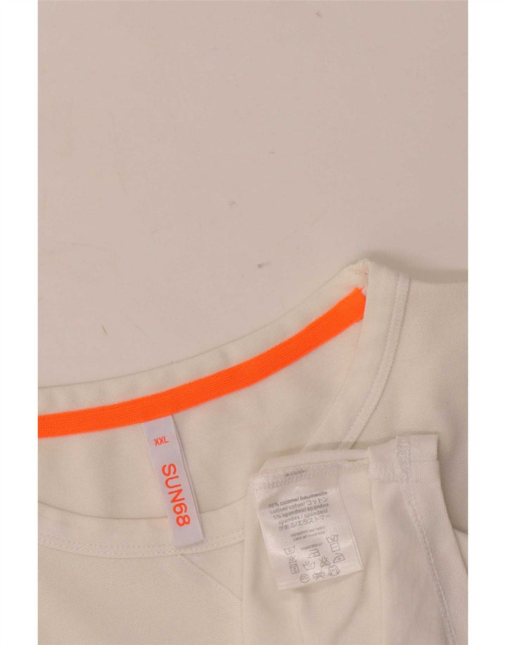 Sun68 Herre T-Shirt Top 2XL Hvid Bomuld