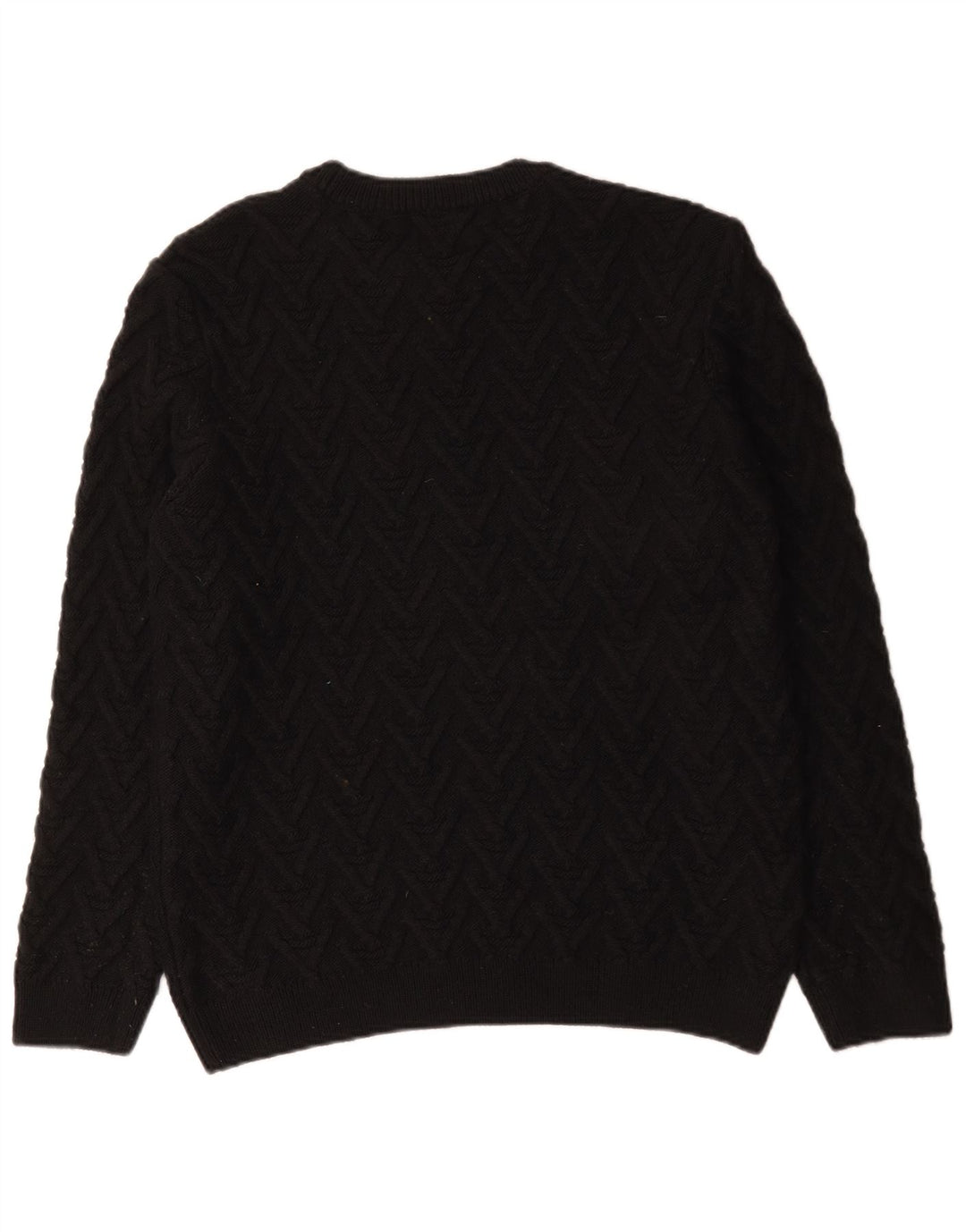 Zara Herre Crew Neck Jumper Sweater Stor Sort Akryl